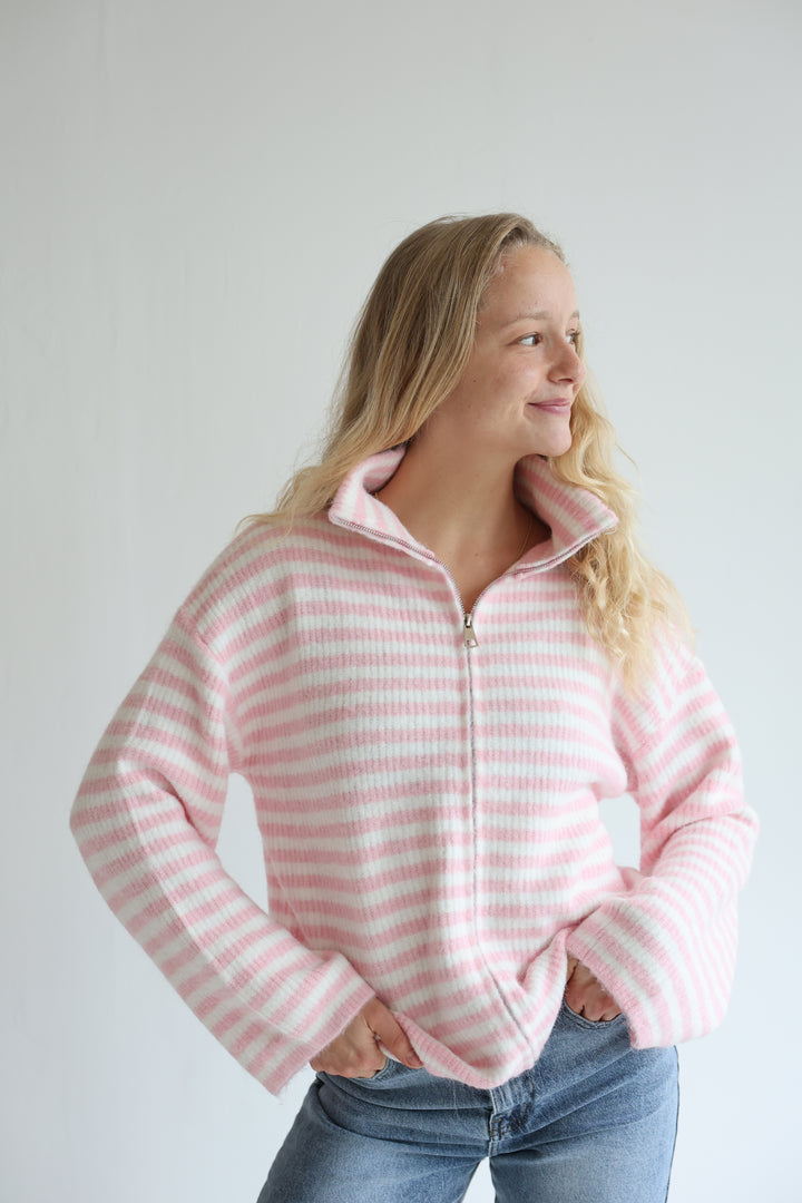 Striped Zip Cardigan
