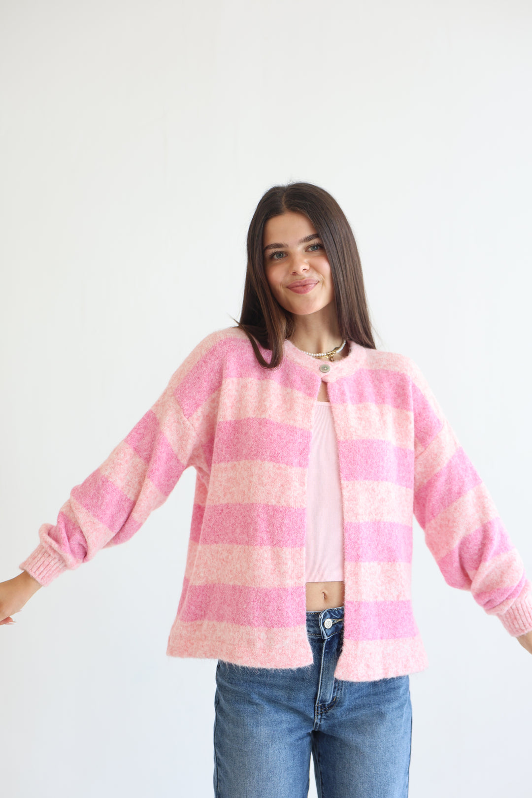 Sugar Stripe Button Cardigan