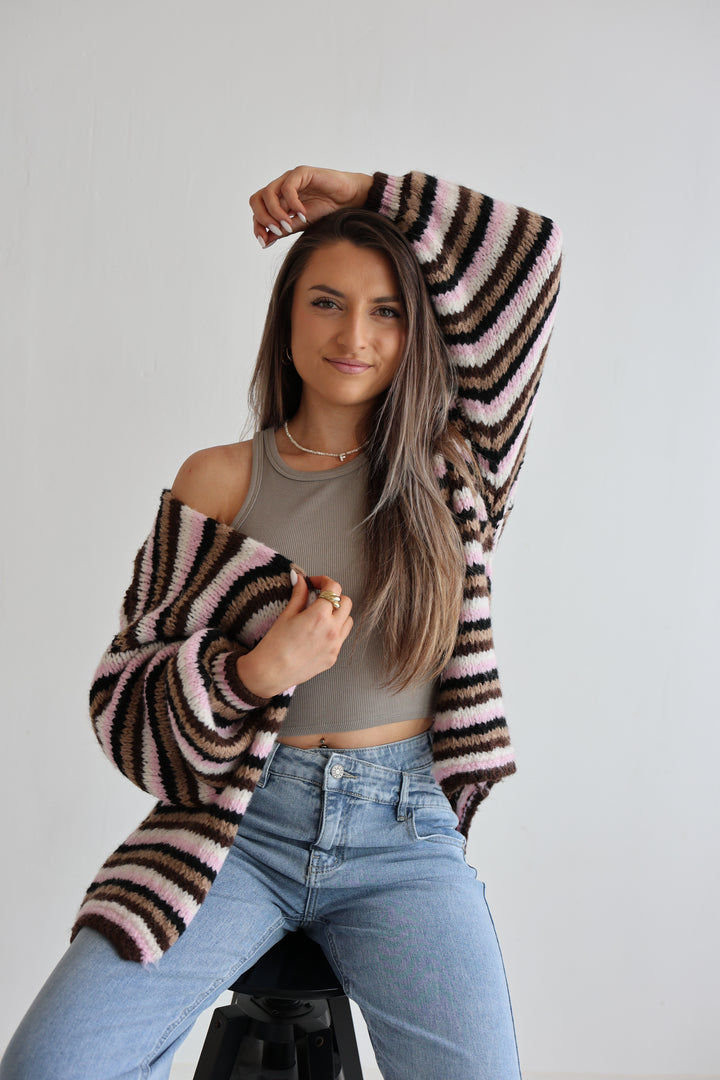 Gestreifter Oversize Cardigan Merle