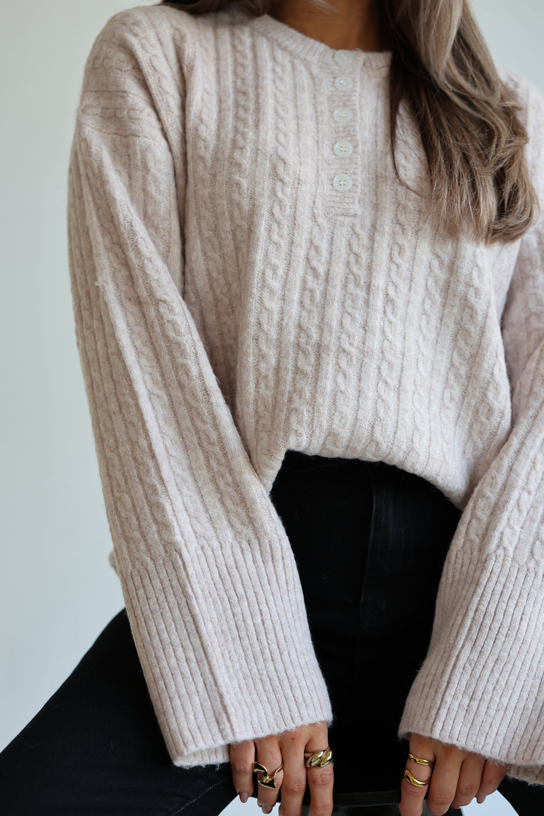 Ribbed Button Pullover