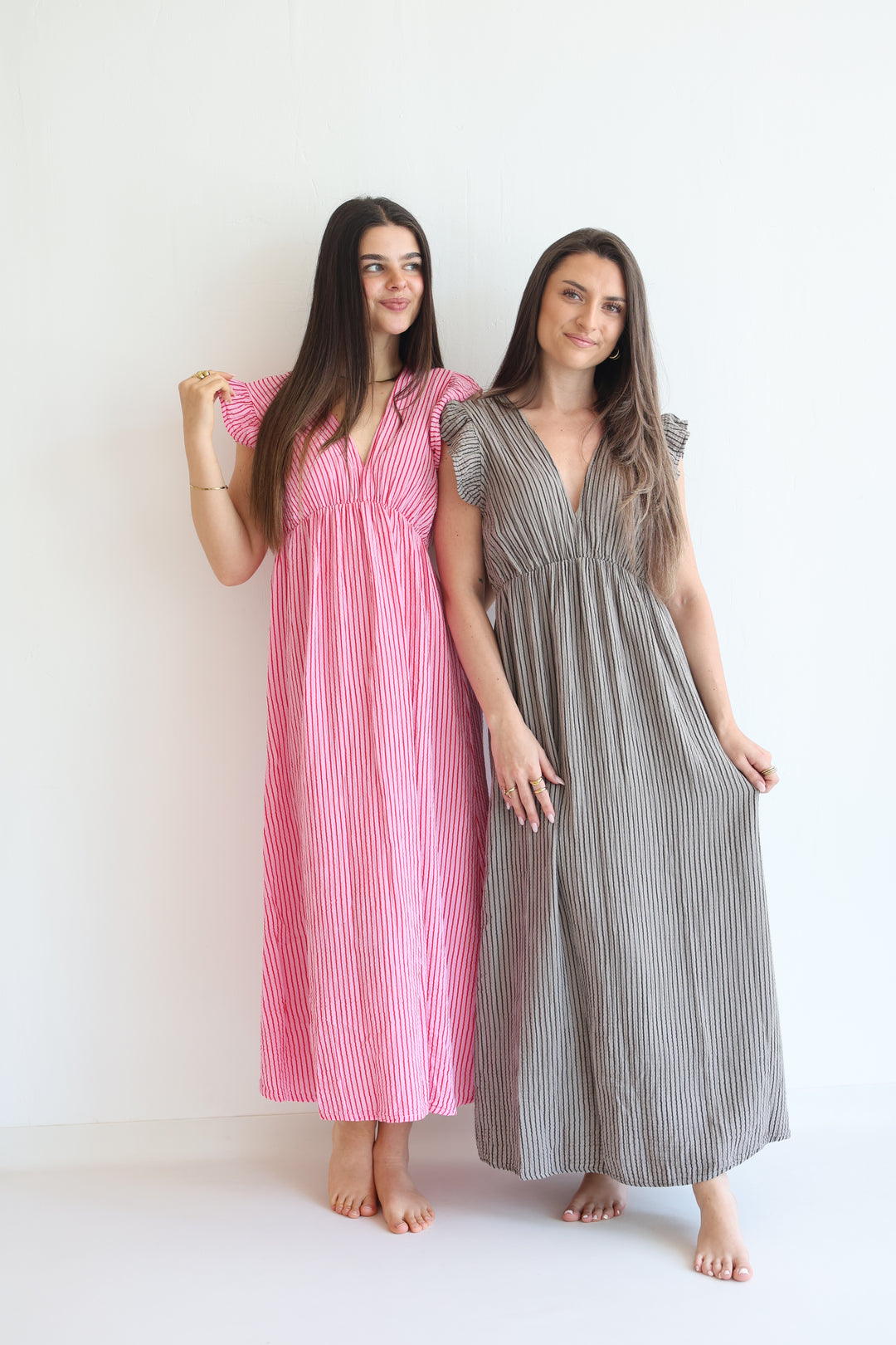 Langes Musselinkleid Casual Stripes