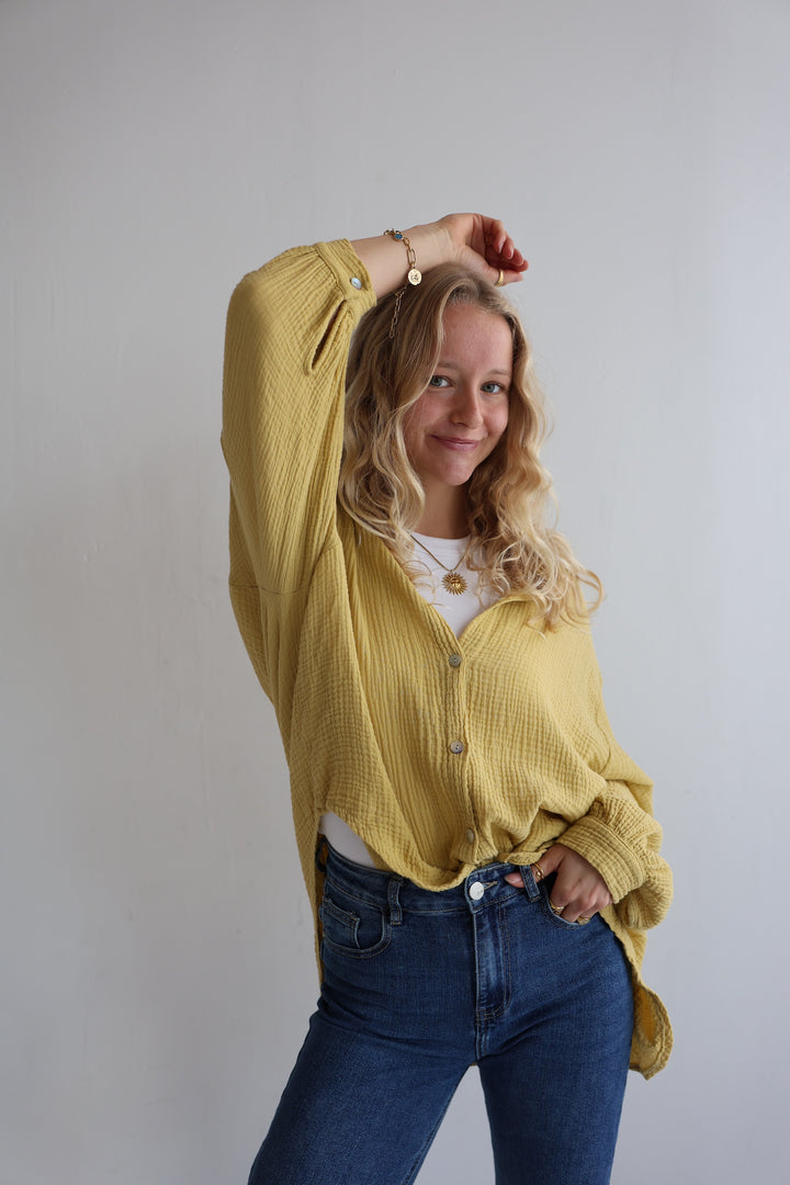 Kurzes Blusenhemd aus Musselin (einfarbig)