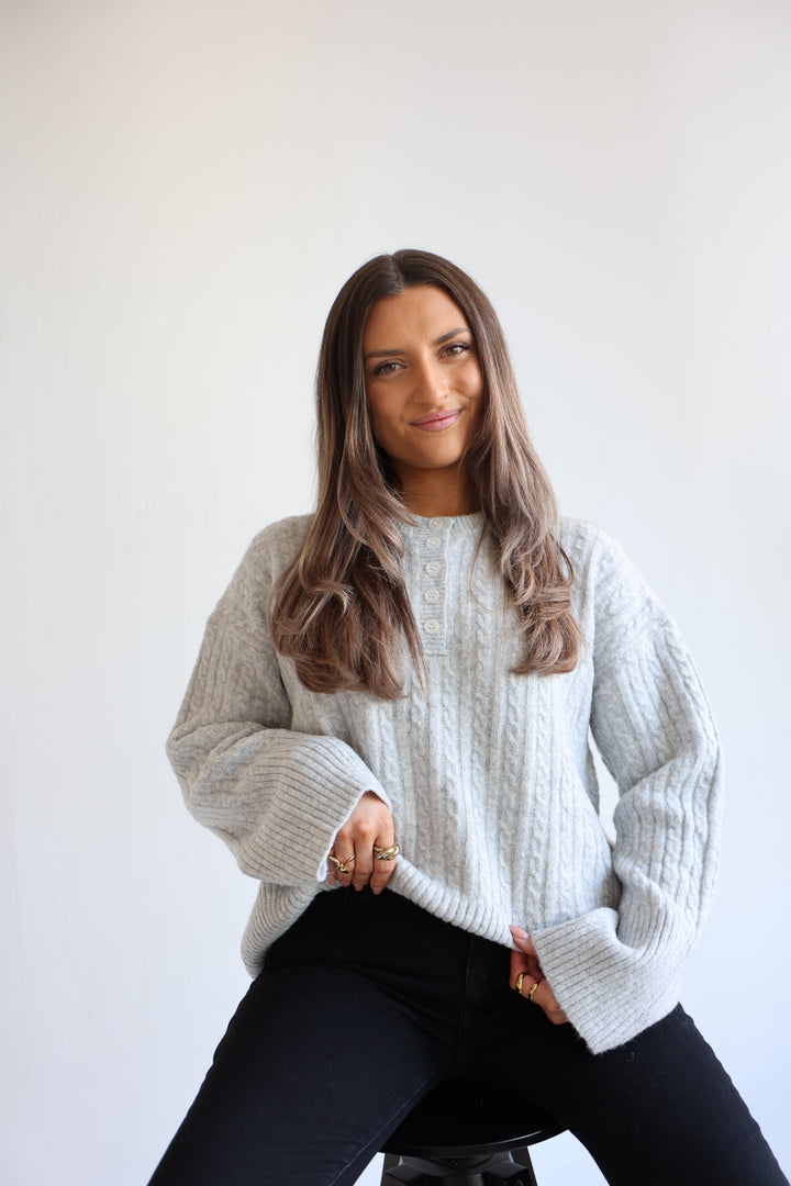 Ribbed Button Pullover