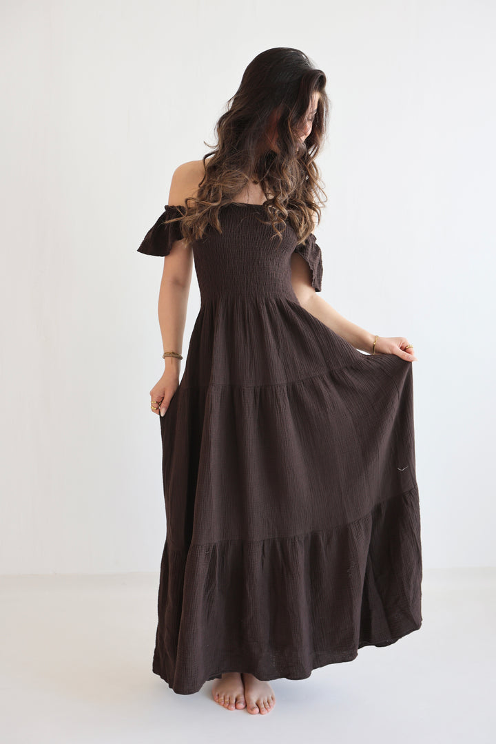 Langes Kleid mit Raffung Livia