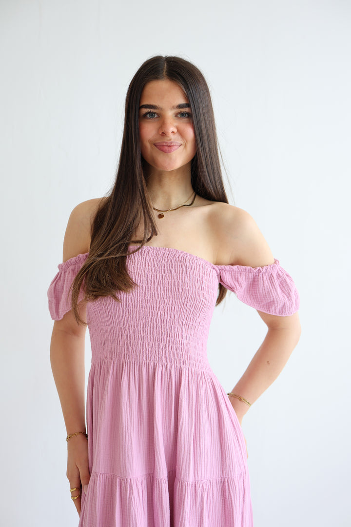 Langes Kleid mit Raffung Livia