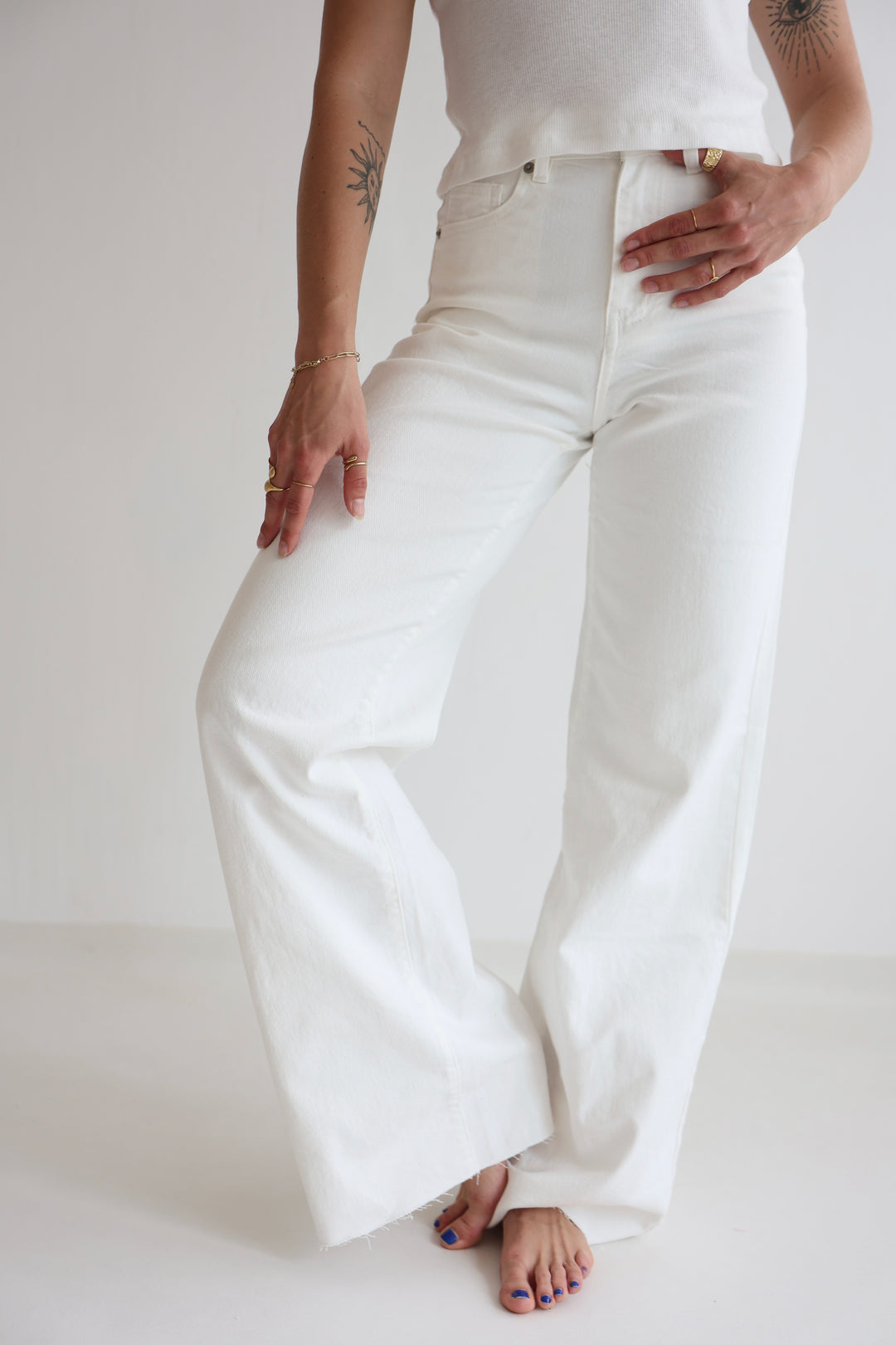 White Extra Long Jeans
