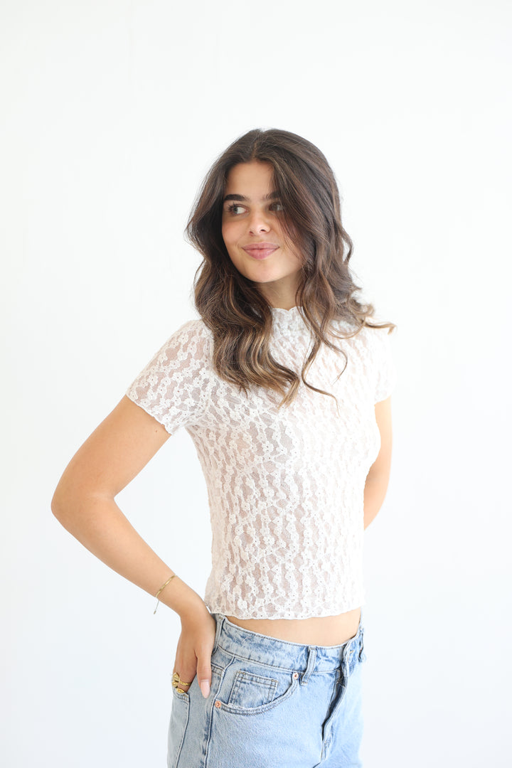 Milky Bloom Lace T-Shirt