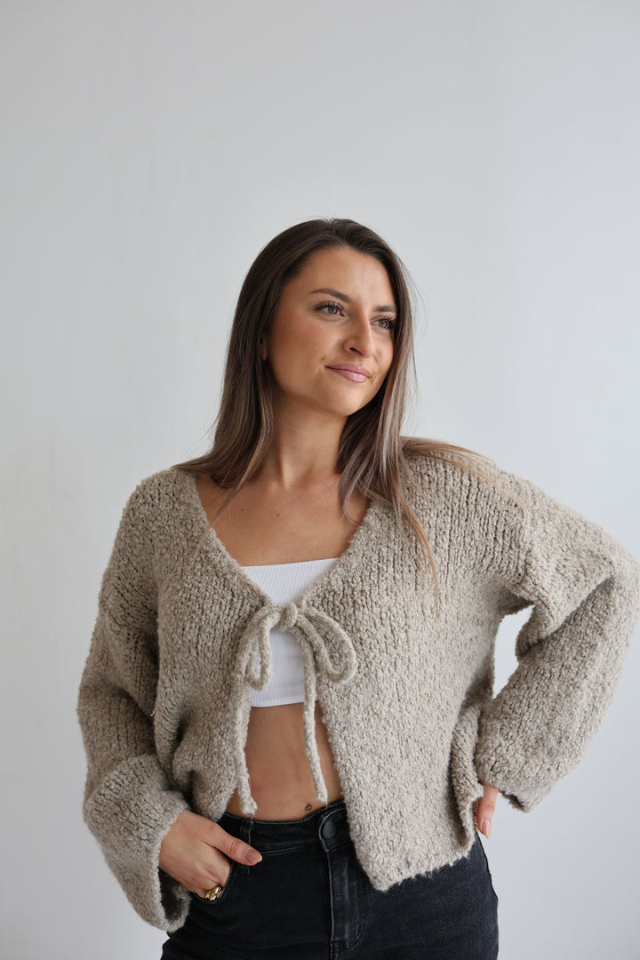 Teddy Knot Cardigan Fluffy Tie