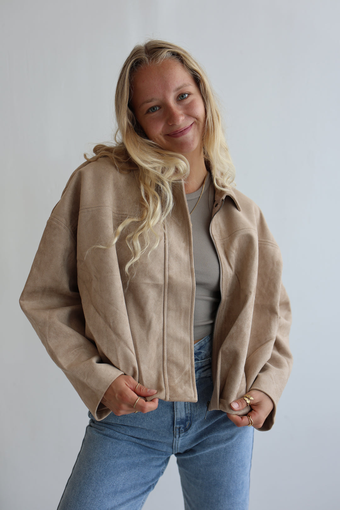 Luxe Suede Bomber Jacket