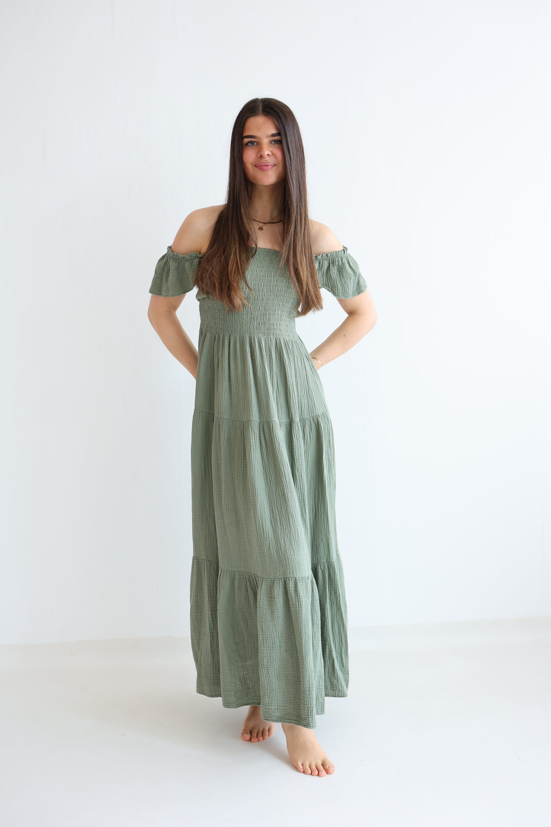 Langes Kleid mit Raffung Livia