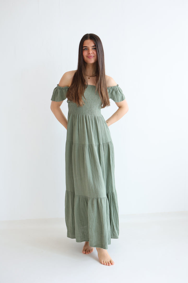 Langes Kleid mit Raffung Livia