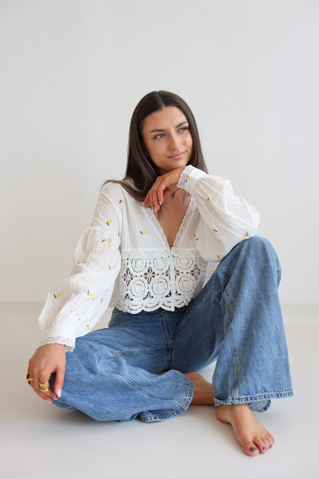 Cropped Bluse aus Musselin Lemons Everywhere