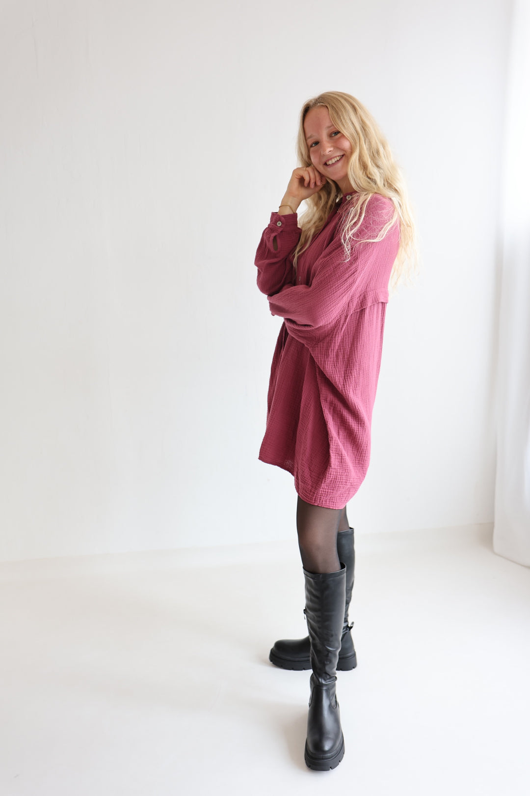 Oversize Blusenhemd aus Musselin (einfarbig)