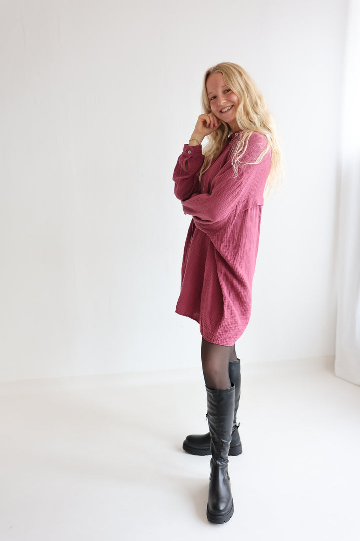 Oversize Blusenhemd aus Musselin (einfarbig)