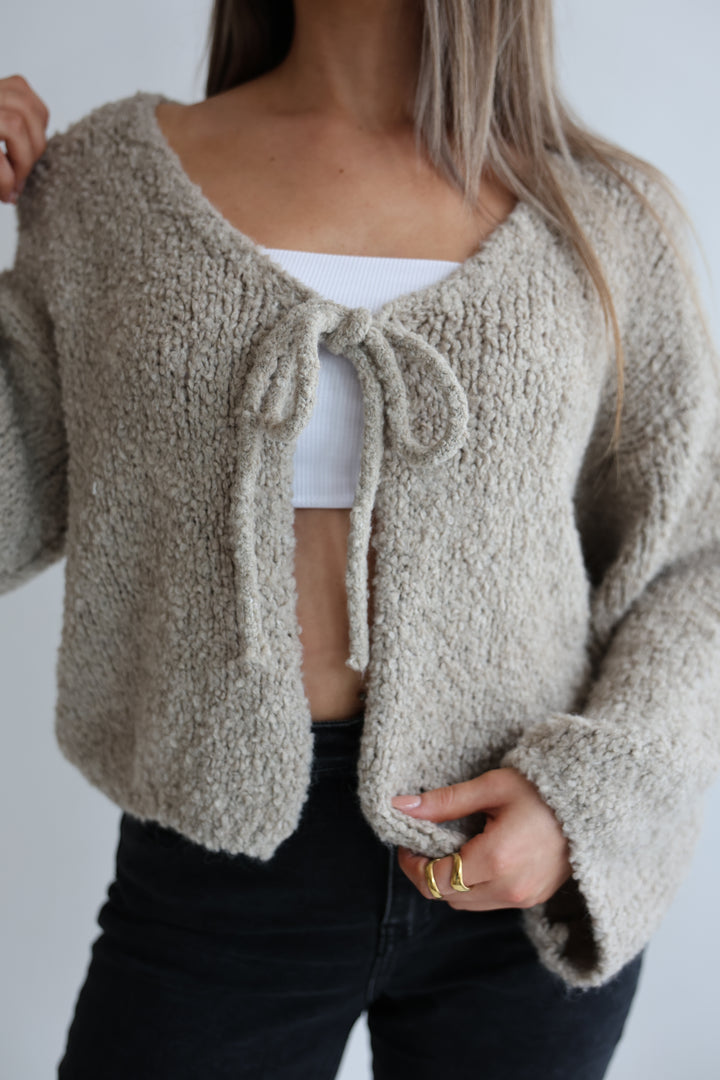 Teddy Knot Cardigan Fluffy Tie