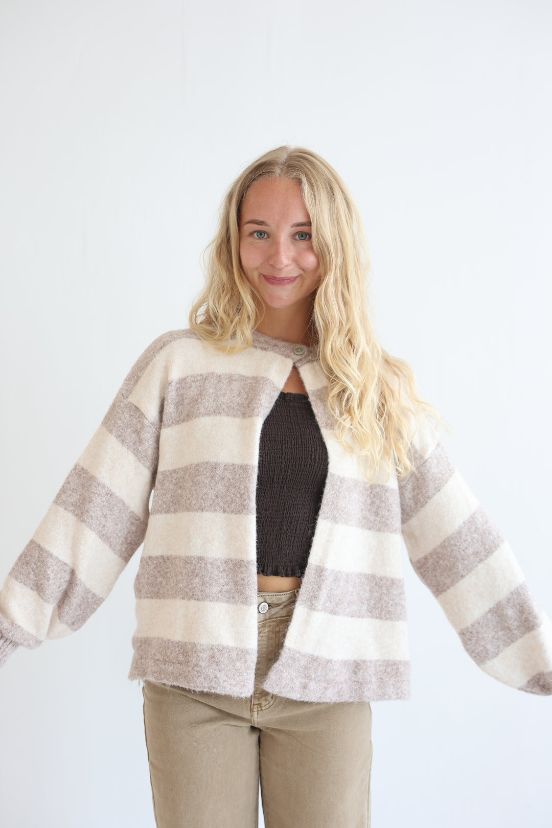 Sugar Stripe Button Cardigan
