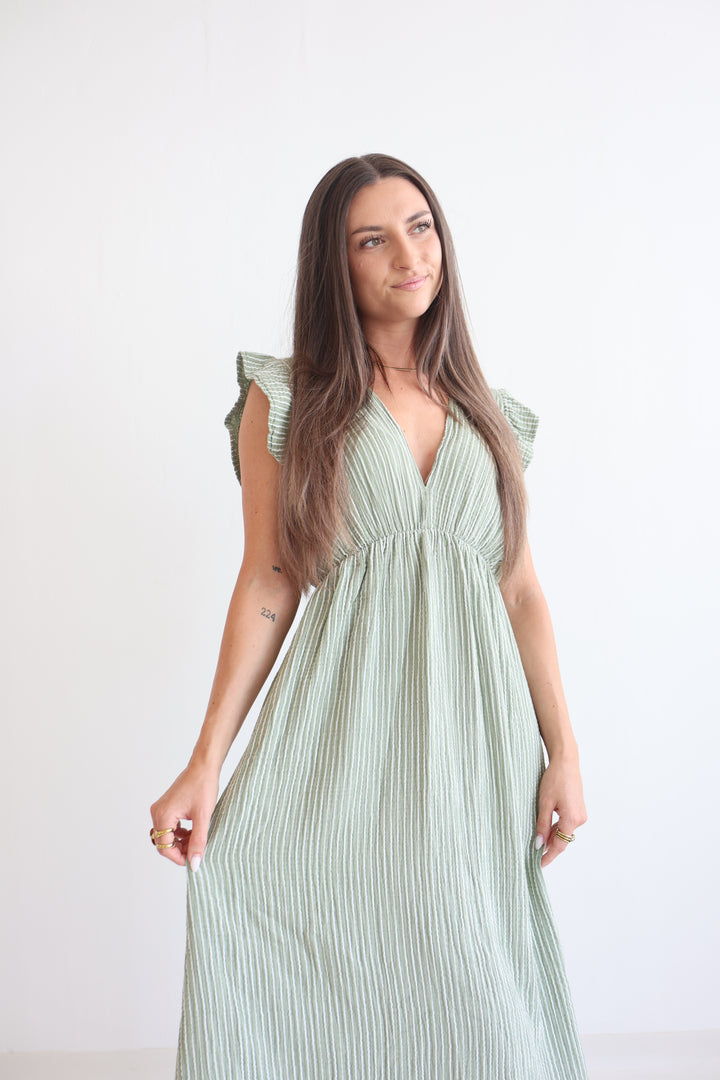 Langes Musselinkleid Casual Stripes