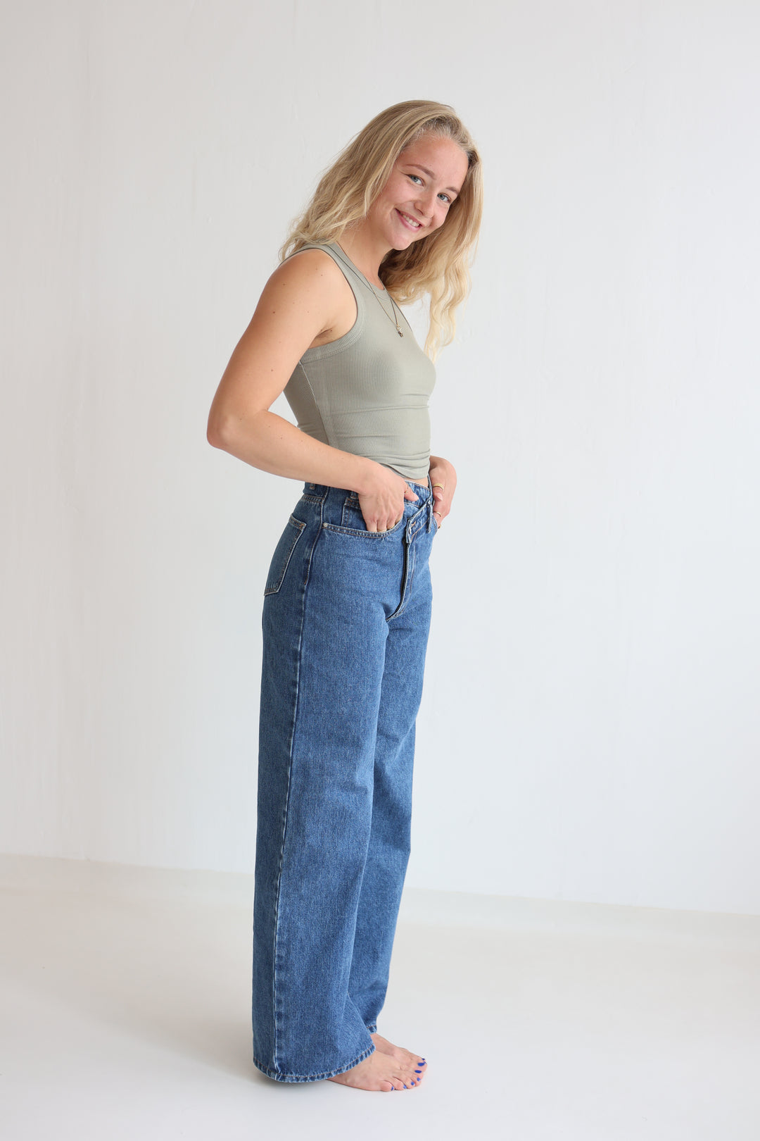 Cross Front Wide Leg Jeans