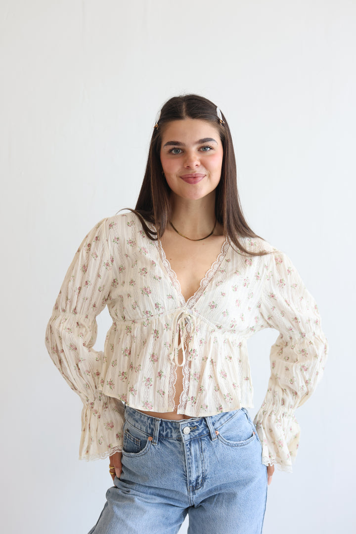 Schößchenbluse zum Schnüren Cute Roses