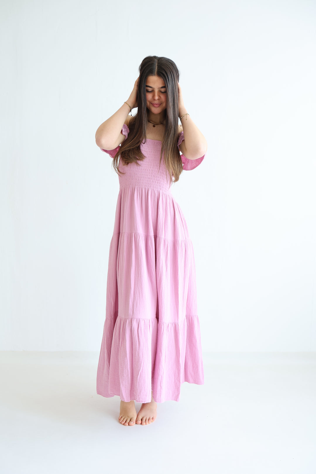 Langes Kleid mit Raffung Livia