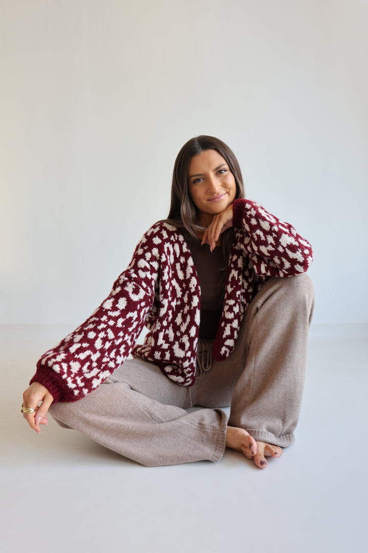 Offener Cardigan mit Leoprint