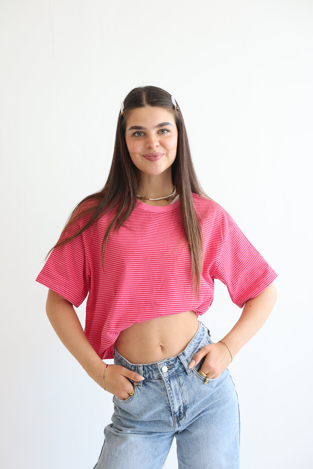 Striped T-Shirt Cherry Pink
