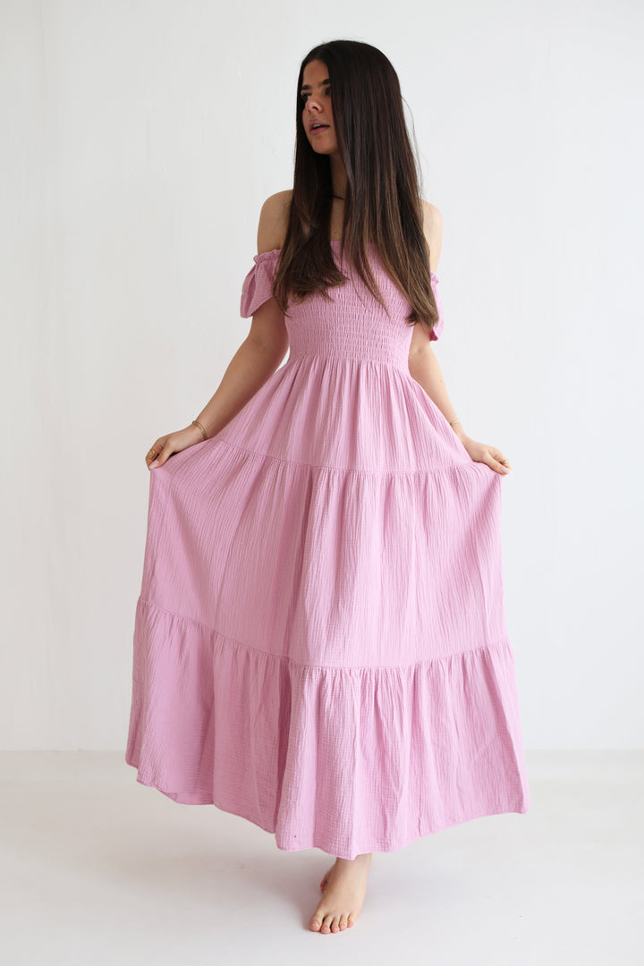 Langes Kleid mit Raffung Livia