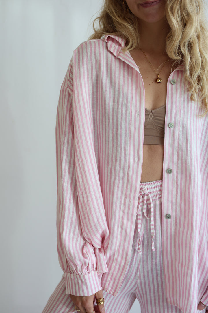 Oversize Striped Linen Bluse