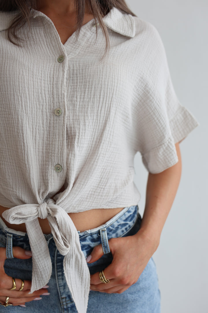 Knot Front Musselin Shirt