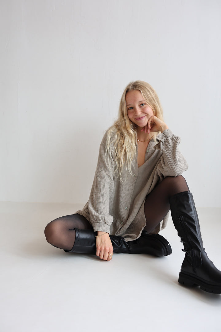 Oversize Blusenhemd aus Musselin (einfarbig)