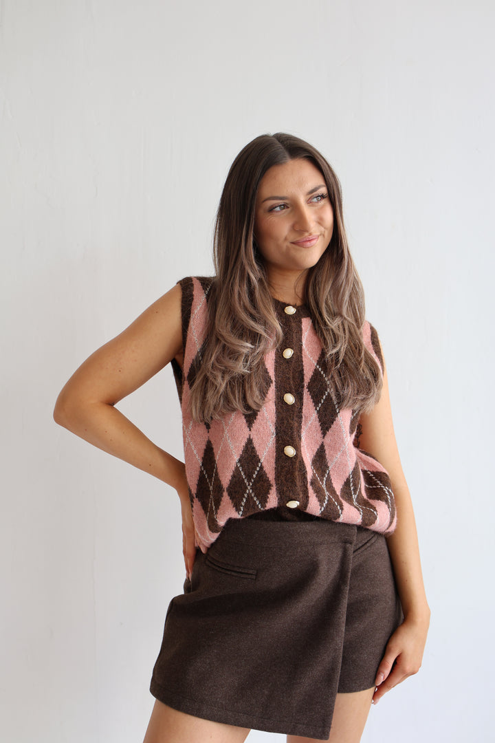 Weste Vintage Argyle Chic