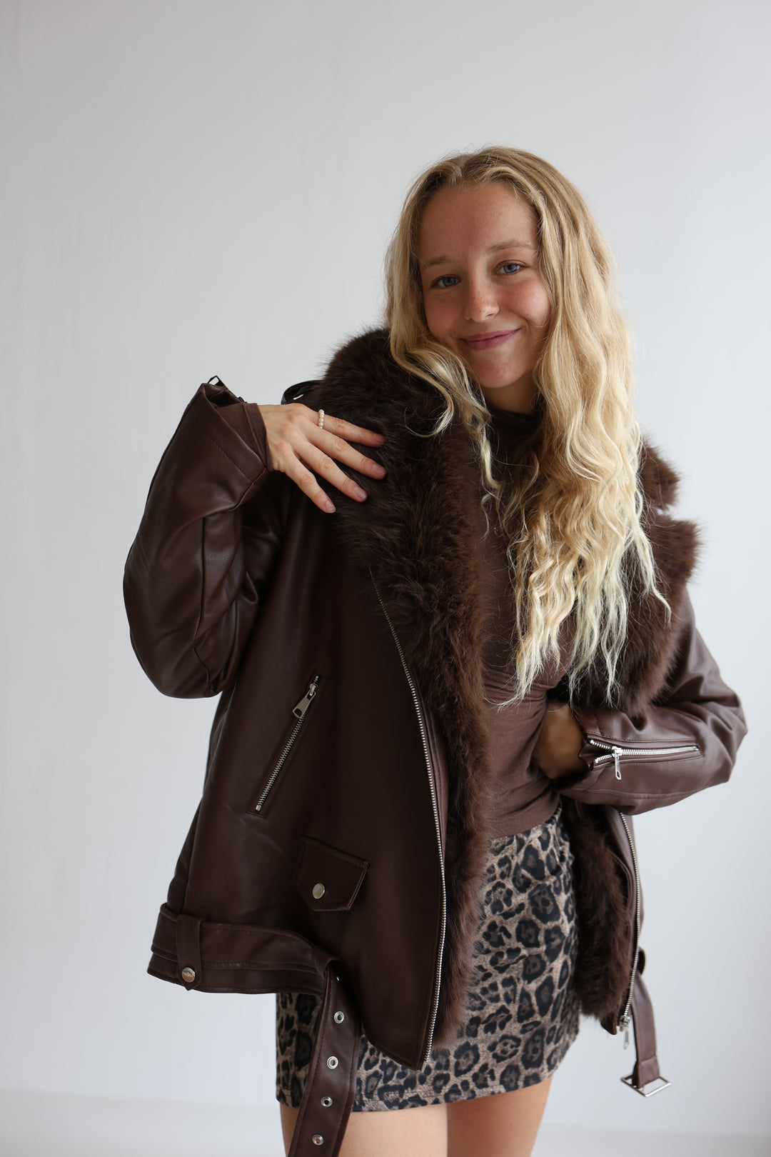 Kunstlederjacke mit Felleinsatz Maddy