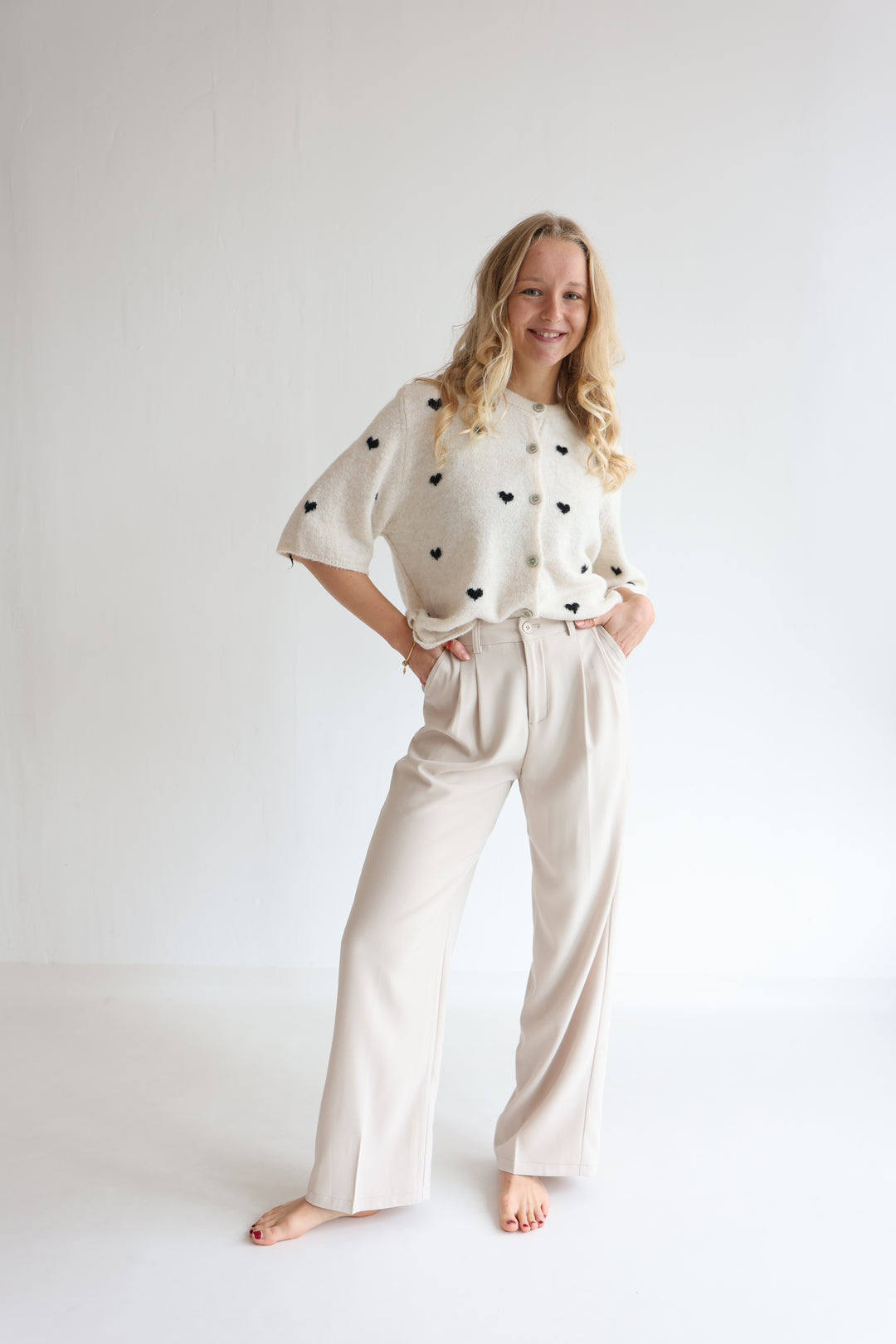 Kurzarm Cardigan Jolina mit Herzprint