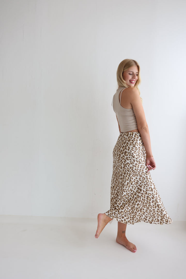 Langer Rock mit Leoprint Lion