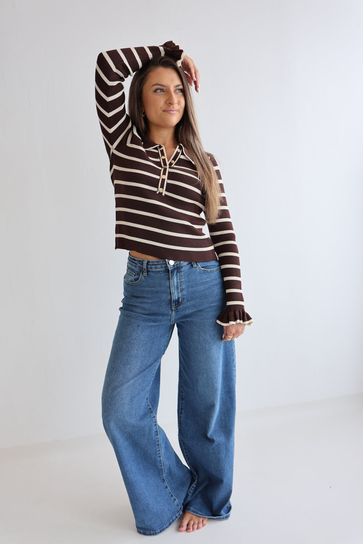 Gestreiftes Longsleeve Hazelnut