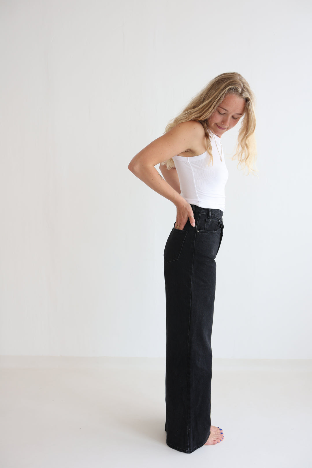 Cross Front Wide Leg Jeans