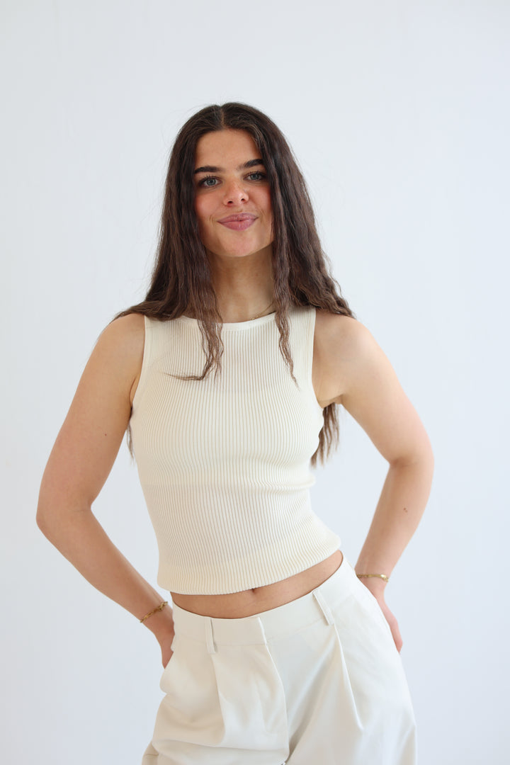 Stretch Ribbed Basic Top