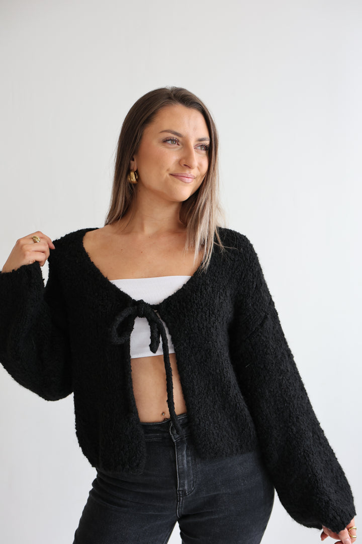 Teddy Knot Cardigan Fluffy Tie
