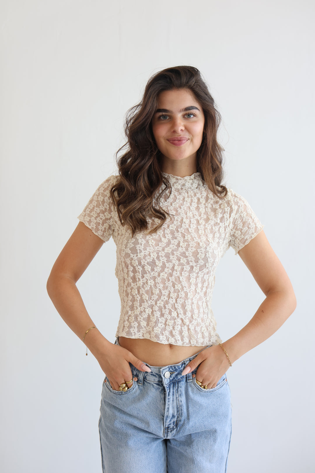 Milky Bloom Lace T-Shirt