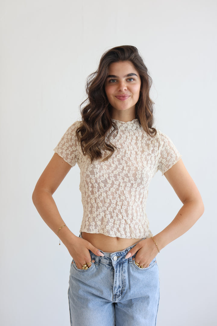 Milky Bloom Lace T-Shirt