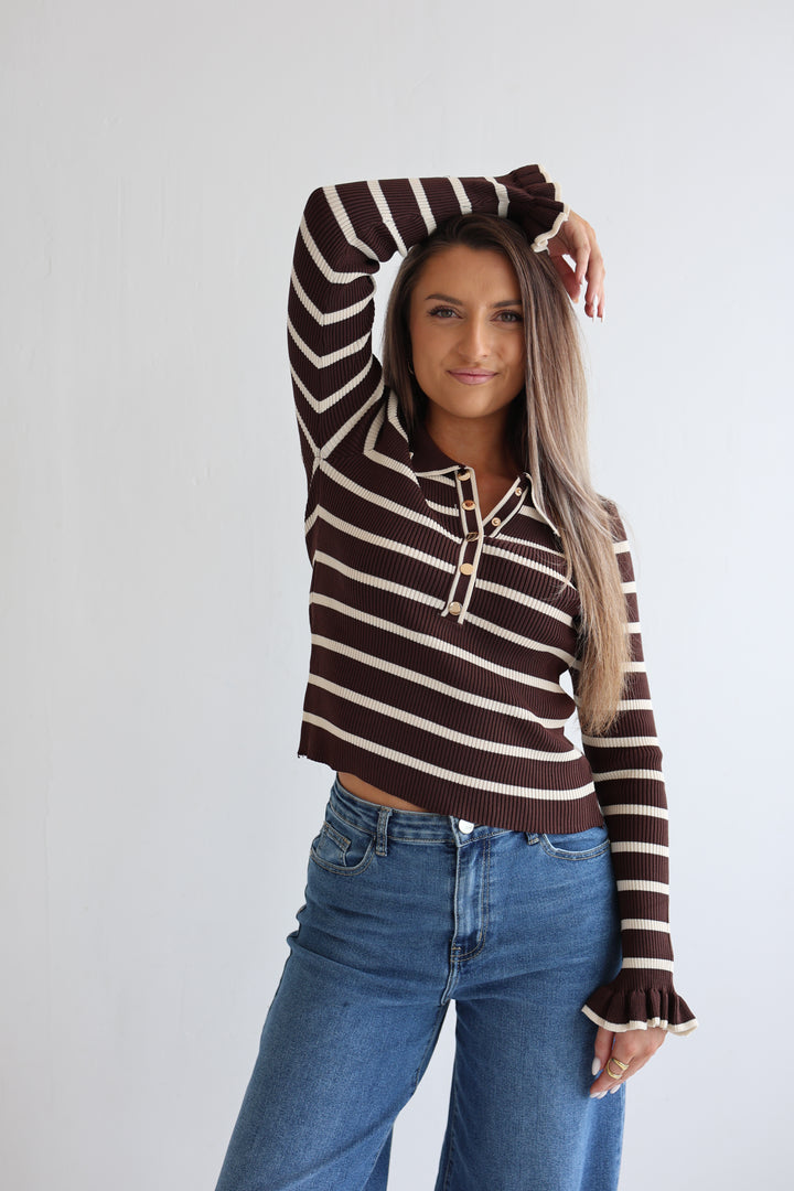 Gestreiftes Longsleeve Hazelnut