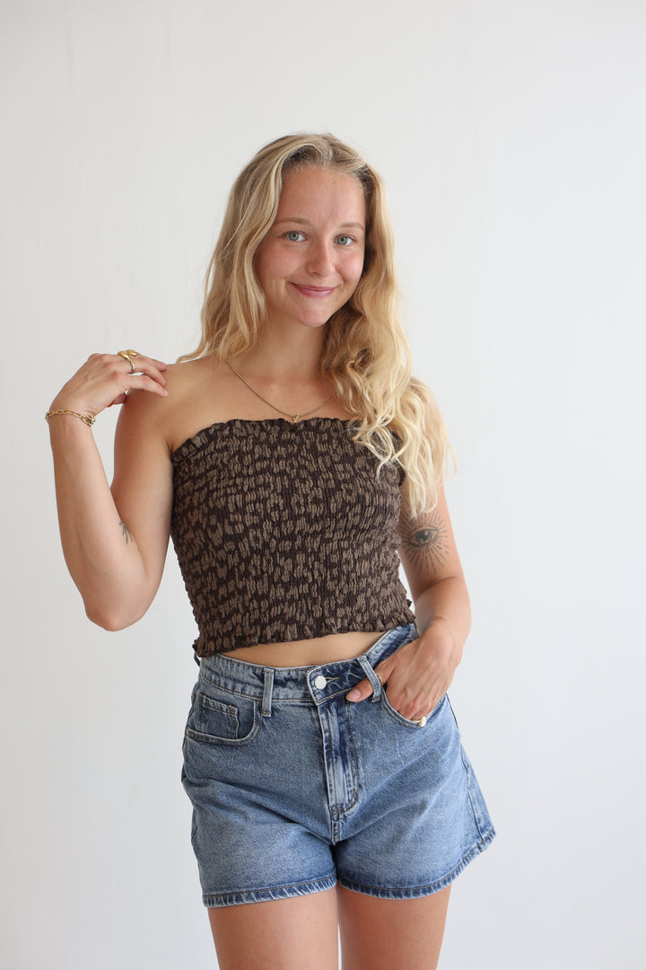 Leoprint Croptop aus Musselin