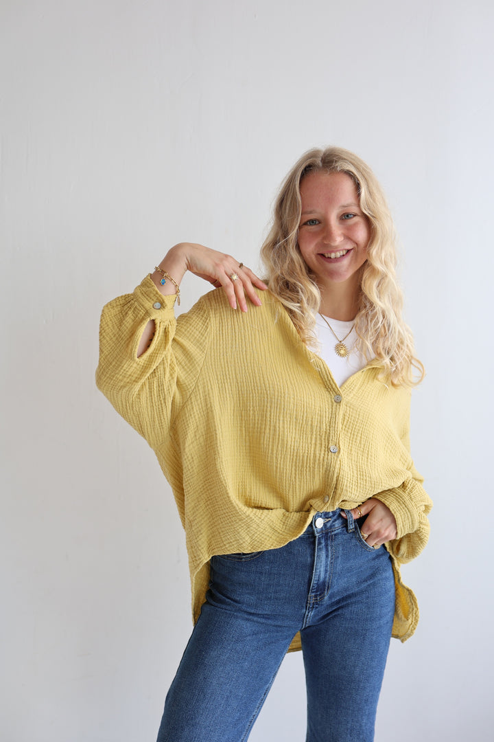 Kurzes Blusenhemd aus Musselin (einfarbig)