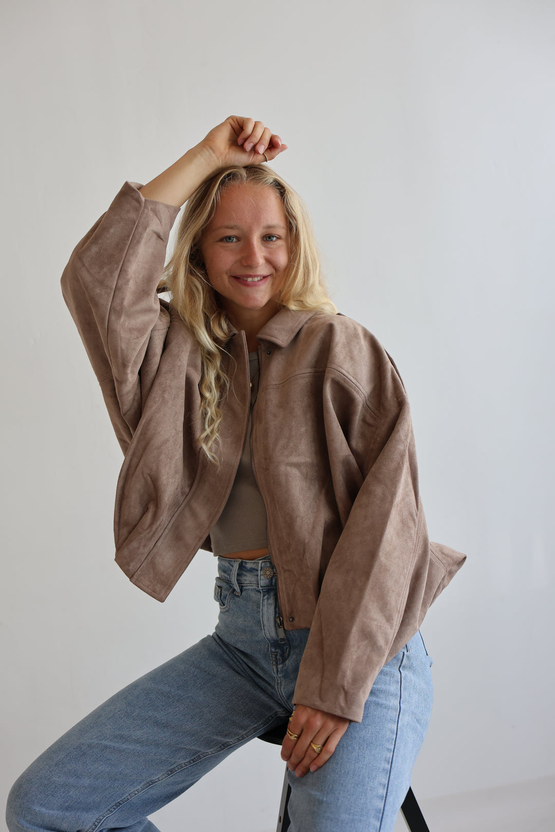 Luxe Suede Bomber Jacket