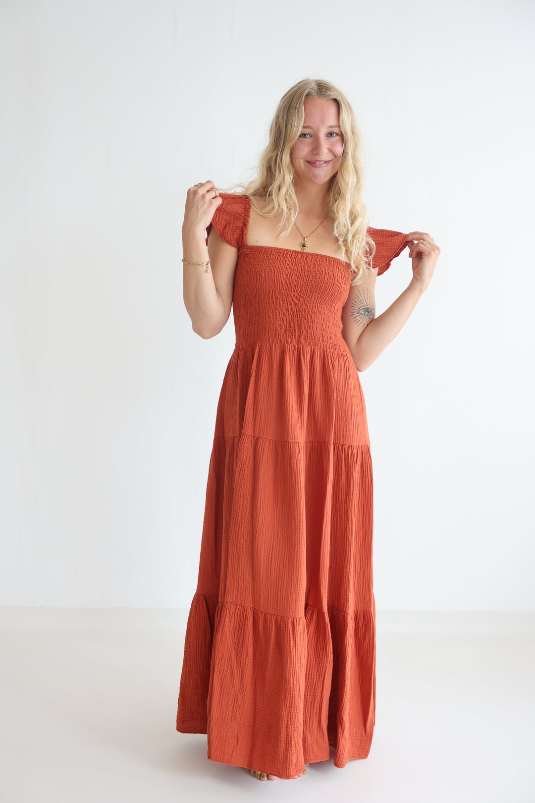 Langes Kleid mit Raffung Livia