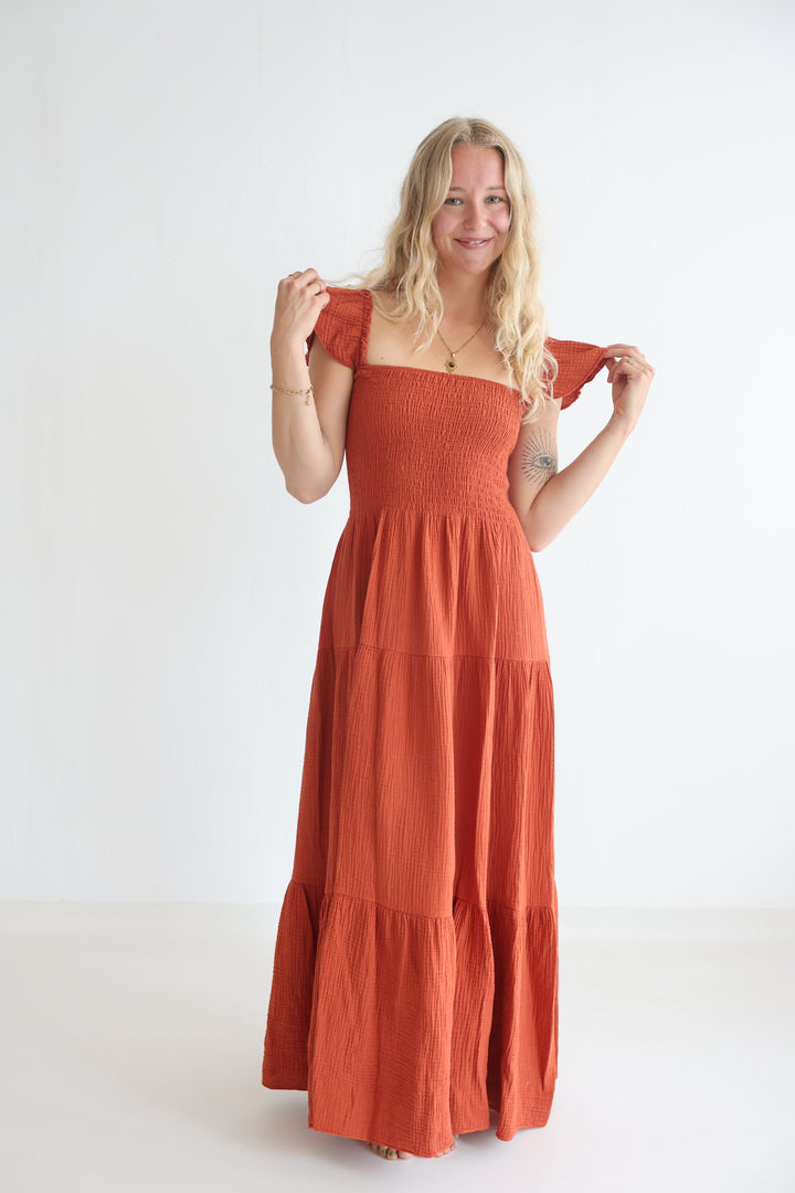 Langes Kleid mit Raffung Livia