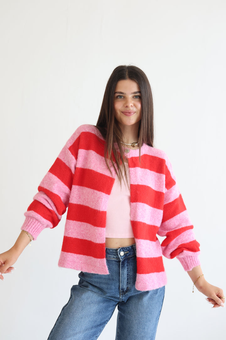 Sugar Stripe Button Cardigan