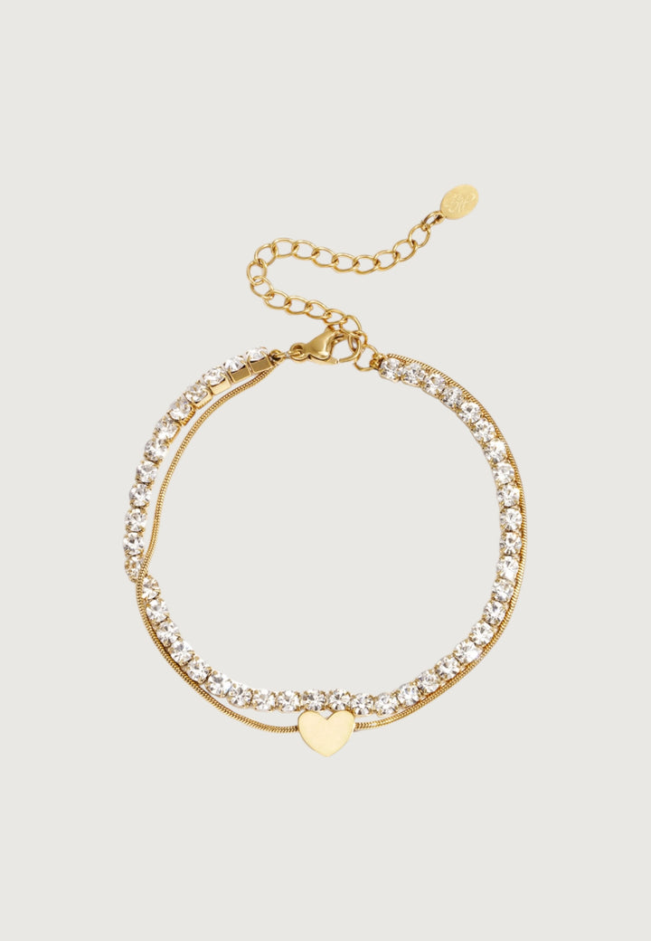 Crystal Heart Chain Bracelet