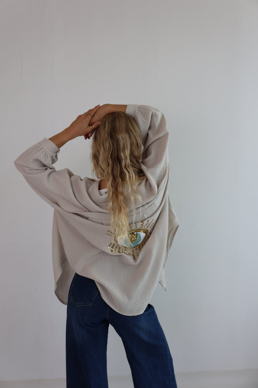 Oversize Blusenhemd aus Musselin Golden Eye