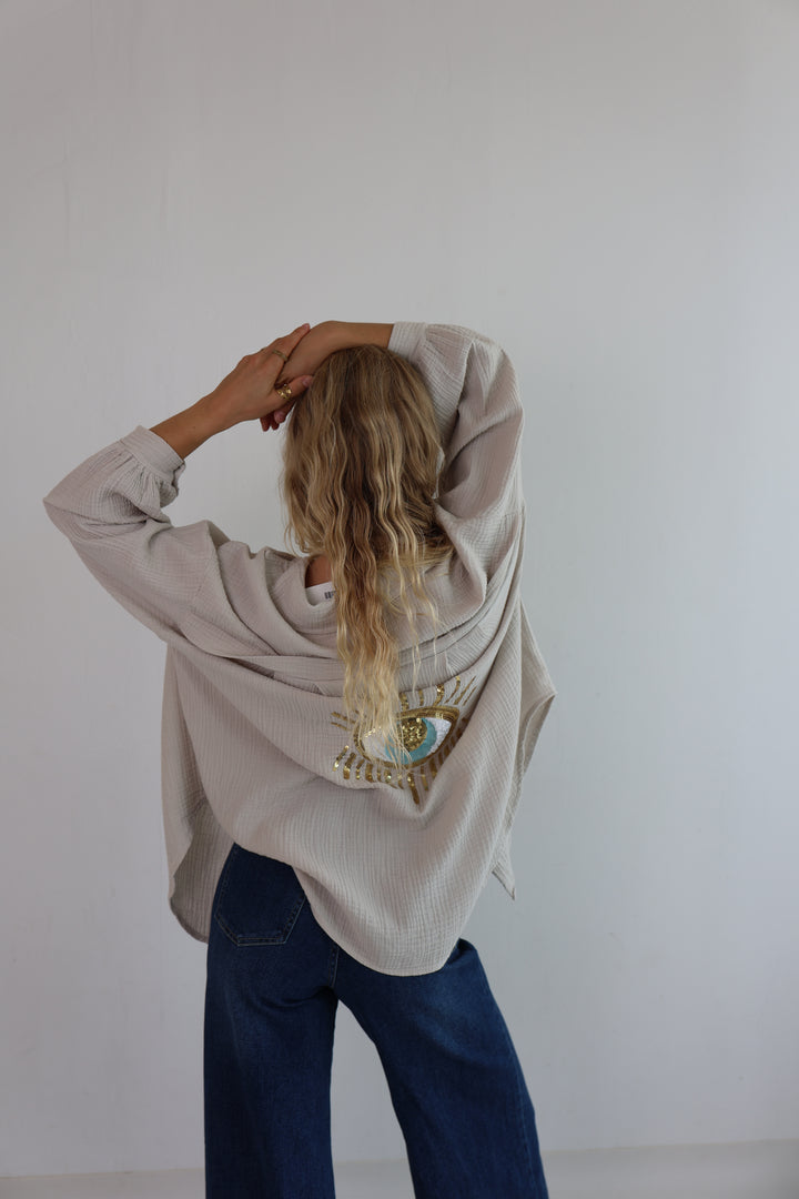 Oversize Blusenhemd aus Musselin Golden Eye